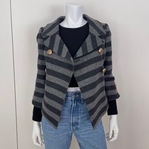 SMYTHE Cropped Double Breasted Striped Jacket in Black/Grey